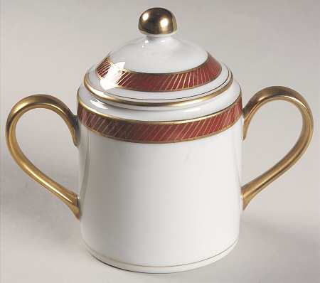Bordure Rouge Sugar Bowl & Lid