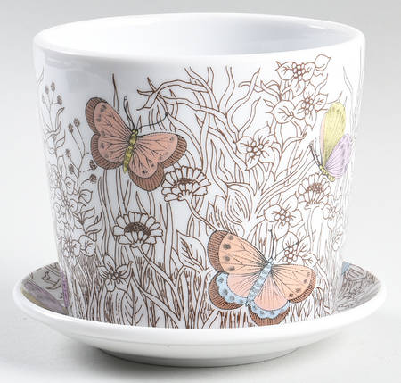 Butterfly Garden 3" Flower Pot & Underplate