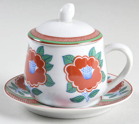 Camellia 3-Piece Pot de Creme with Underplate