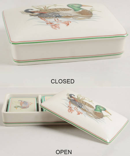 Canard Sauvage (White Body) Double Deck Playing Card Box & Lid with Cards
