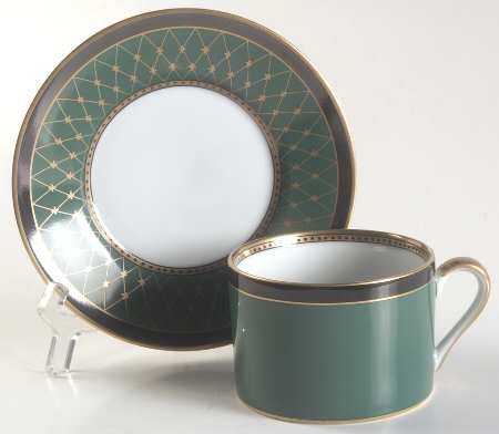 Chaumont Teal Green Flat Cup & Saucer Set
