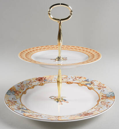 Cherubs 6 5/8"-10"  2 Tiered Serving Tray (Dp, Sp) HC