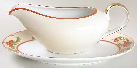 Christmas Holly Gravy Boat & Underplate/Relish