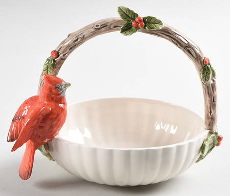 Christmas Holly Cardinal Small Basket