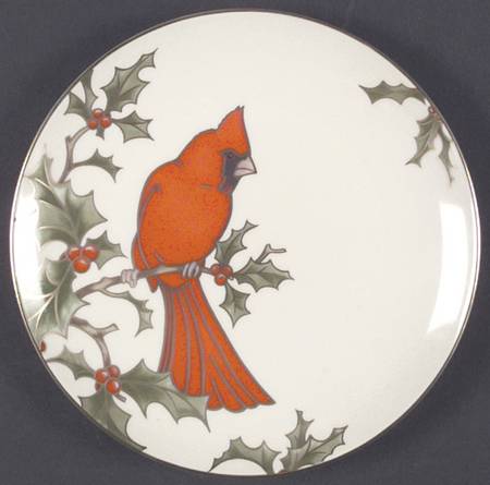Christmas Holly Cardinal Salad Plate