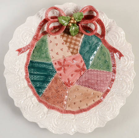 Christmas Quilt 12" Round Platter
