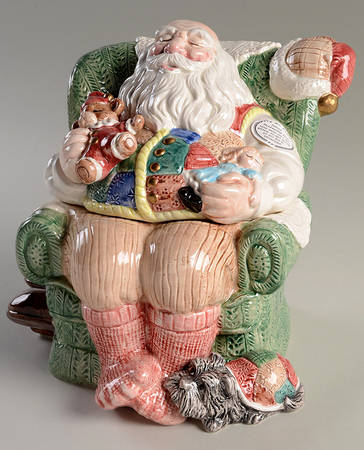 Christmas Quilt Figural Cookie Jar & Lid