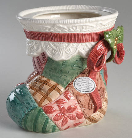Christmas Quilt Figural Cookie Jar No Lid