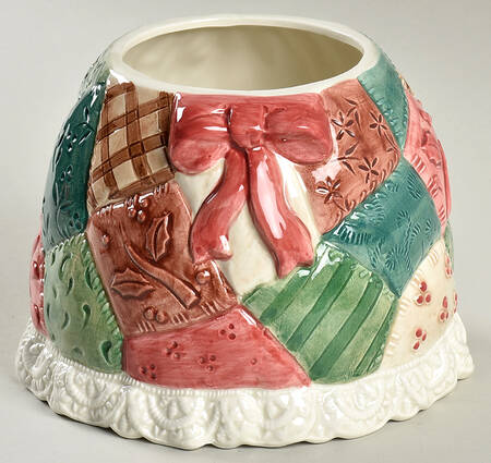 Christmas Quilt Figural Cookie Jar No Lid