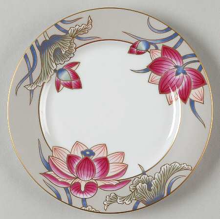 Cloisonne Lotus (Silver Satin) Salad Plate