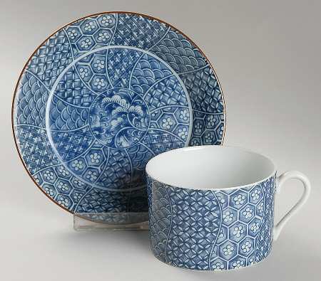 Cloisonne Flat Cup & Saucer Set