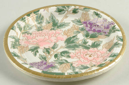 Cloisonne Peony White Package of 8 - Paper Salad Plate