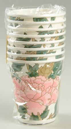 Cloisonne Peony White 9 Oz Paper Hot/Cold Cup - Set of 8