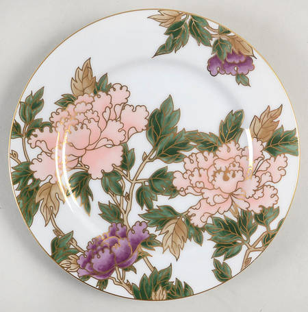 Cloisonne Peony White Accent Salad Plate