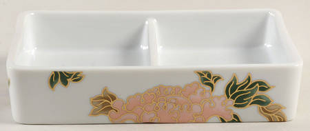 Cloisonne Peony White Double Deck Playing Card Box-No Lid