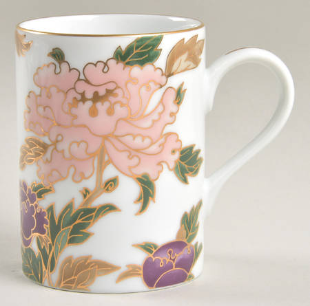 Cloisonne Peony White Mug
