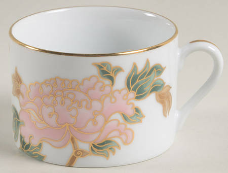 Cloisonne Peony White Flat Cup