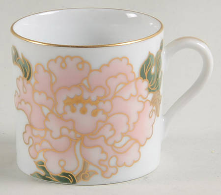Cloisonne Peony White Flat Demitasse Cup