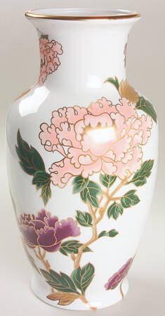 Cloisonne Peony White 12" Vase