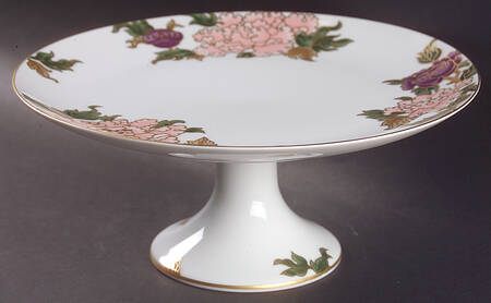 Cloisonne Peony White Round Compote (Height X Width)