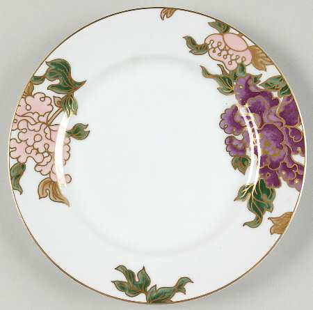 Cloisonne Peony White Bread & Butter Plate