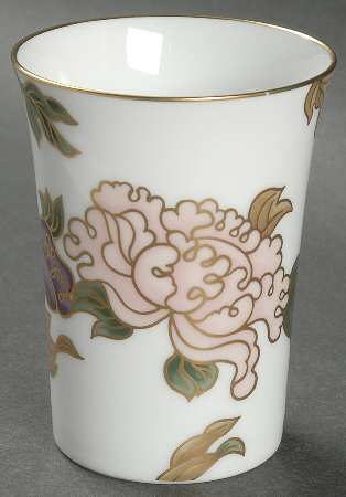 Cloisonne Peony White China Bathroom Tumbler