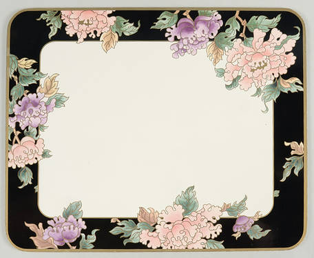 Cloisonne Peony Black Corkboard Placemat