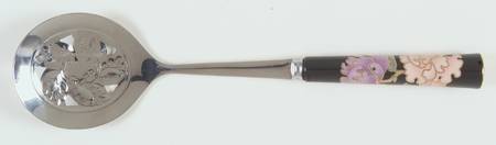 Cloisonne Peony Black Tomato with Server with Stainless Blade