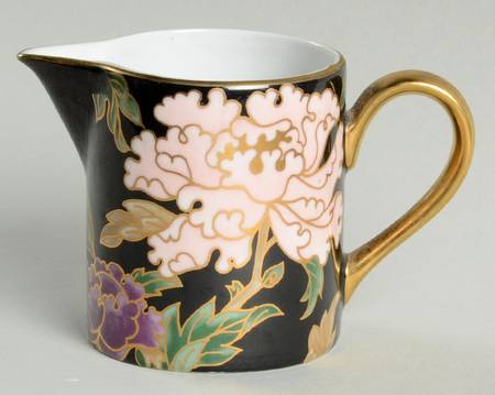 Cloisonne Peony Black Creamer