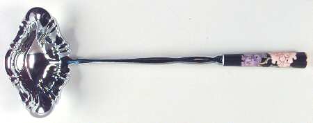 Cloisonne Peony Black Punch Ladle with Stainless Bowl