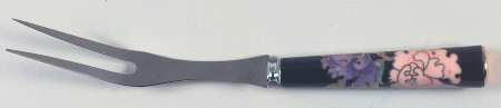 Cloisonne Peony Black Carving Fork with Stainless Prongs