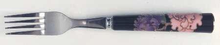 Cloisonne Peony Black Dinner Fork (7 1/2" or Larger)
