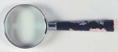 Cloisonne Peony Black Magnifying Glass w/Ceramic Handle