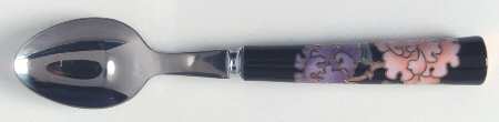 Cloisonne Peony Black Place/Oval Soup Spoon