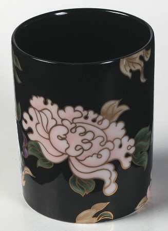Cloisonne Peony Black Pencil/Pen Holder/Cup