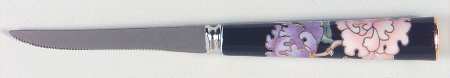 Cloisonne Peony Black Knife-Steak/Individual