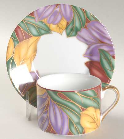 Cloisonne Tropicana Flat Cup & Saucer Set
