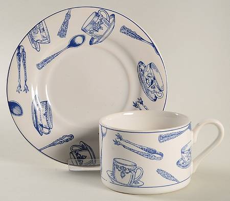 Colony Blue Flat Cup & Saucer Set