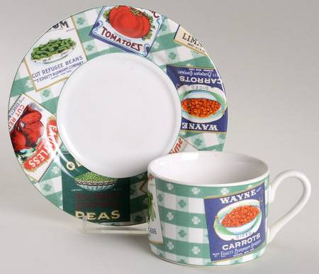 Country Cupboard Flat Cup & Saucer Set by Fitz & Floyd