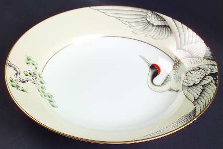 Crane with Pine Large Rim Soup Bowl