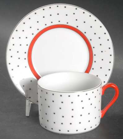 Dotted Suisse Flat Cup & Saucer Set