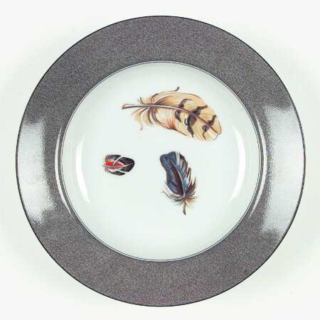 Feathers Large Rim Soup Bowl