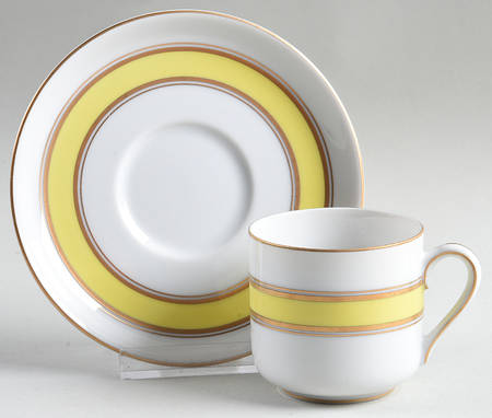 Gold Color Band Flat Demitasse Cup & Saucer Set