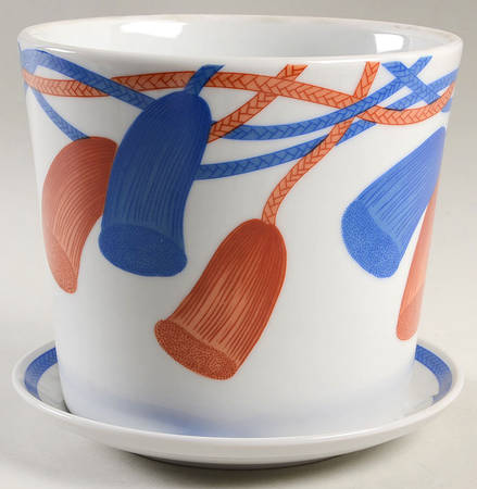 Meiji Tassel 5" Flower Pot & Underplate