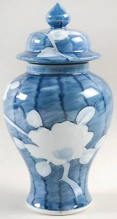 Camellia Folkart Large Temple Jar & Lid