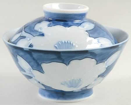 Camellia Folkart Covered Soup Bowl