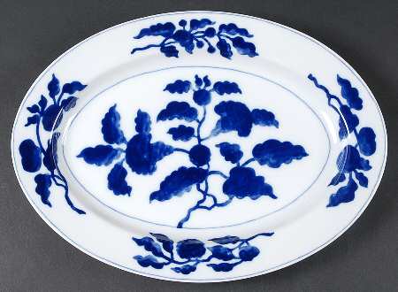 Floral Indigo 14" Oval Serving Platter