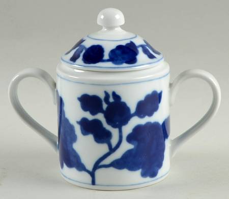 Floral Indigo Sugar Bowl & Lid