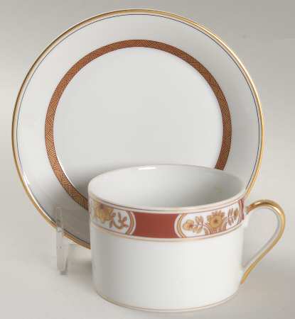 Fleur Orientale Cinnabar (Red) Flat Cup & Saucer Set