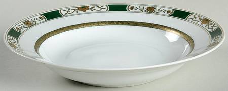 Fleur Orientale Green Large Rim Soup Bowl